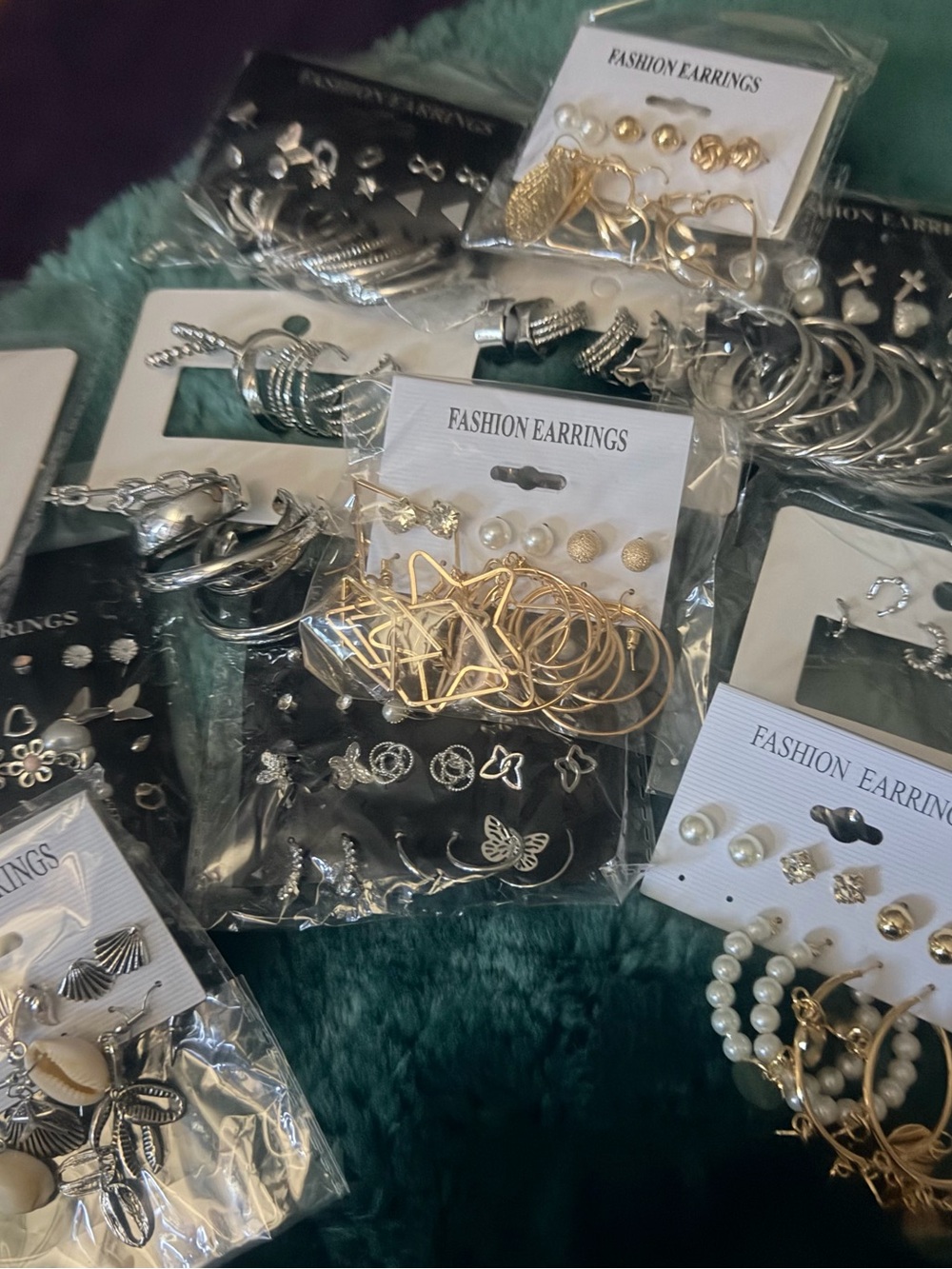 Lot of mixed Gold tone and Silver tone Fashion Earring Set